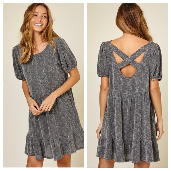 ShopEvelynne Dresses & Skirts - Melvina Short Puff Sleeve Double Tier Dress